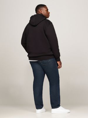 sweat à capuche plus à logo brodé noir pour hommes tommy hilfiger