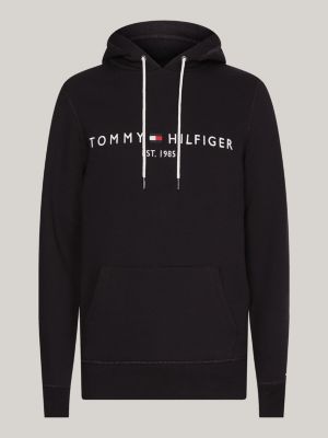 black plus logo embroidery drawstring hoody for men tommy hilfiger