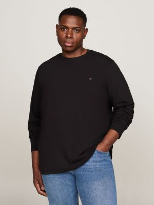 black plus long sleeve slim t-shirt for men tommy hilfiger