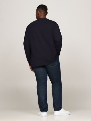 blue plus long sleeve slim t-shirt for men tommy hilfiger