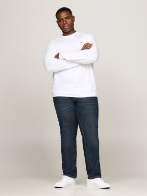 white plus long sleeve slim t-shirt for men tommy hilfiger