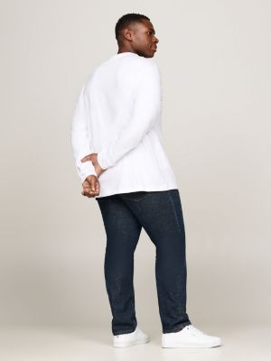 white plus long sleeve slim t-shirt for men tommy hilfiger