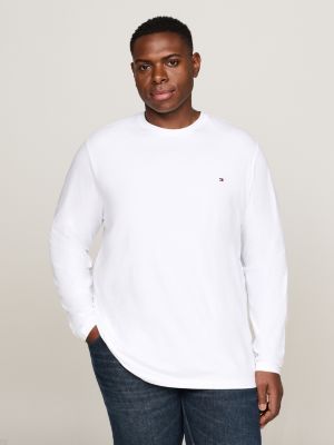 white plus slim fit langarmshirt für herren - tommy hilfiger