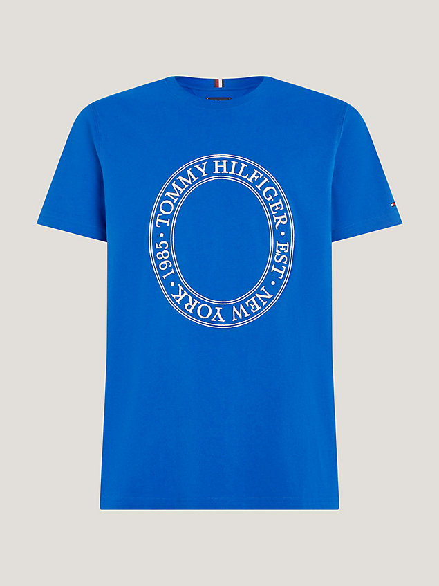blue logo embroidery t-shirt for men tommy hilfiger