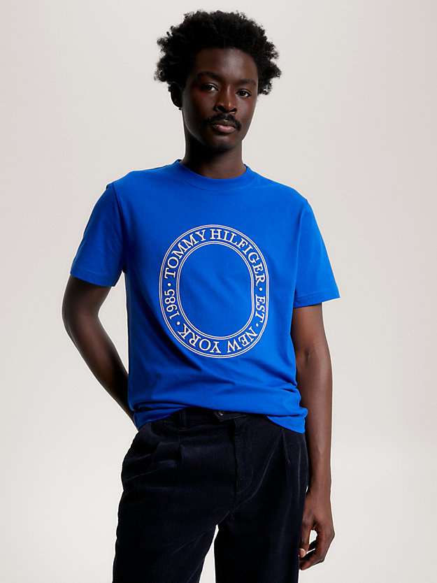 T-Shirt mit aufgesticktem Logo | Blau | Tommy Hilfiger