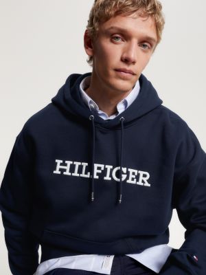 Hilfiger Monotype Hoodie mit Blau | Tommy | Logo-Stickerei Hilfiger