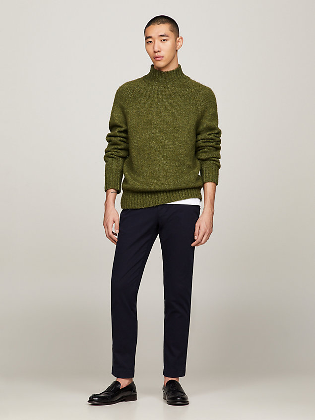 green sweter o luźnym kroju z półgolfem dla mężczyźni - tommy hilfiger