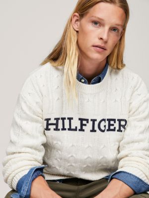 pull tommy hilfiger, en laine mélangée avec mailles torsadées, lyon