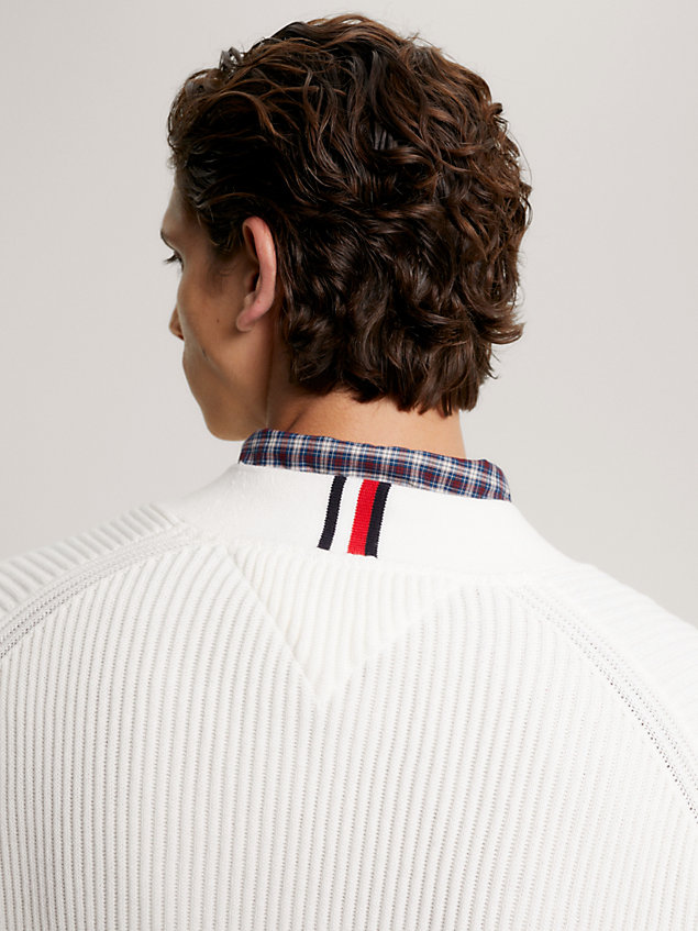 white global stripe rib-knit relaxed fit cardigan for men tommy hilfiger