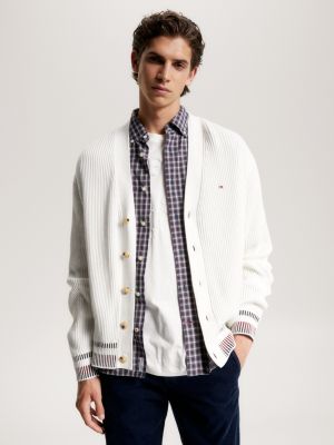 Global Stripe Rib-Knit Relaxed Fit Cardigan