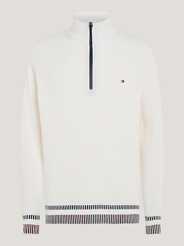 white global stripe mock turtleneck half-zip jumper for men tommy hilfiger