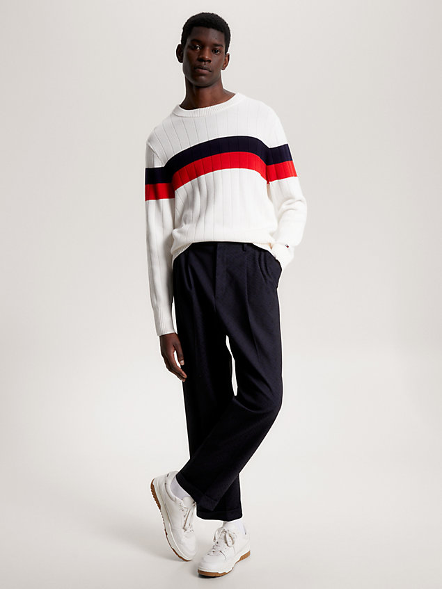 pullover global stripe relaxed fit blue da uomo tommy hilfiger