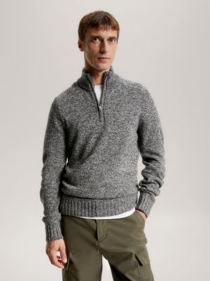 Tommy hilfiger lambswool zip deals mock sweater