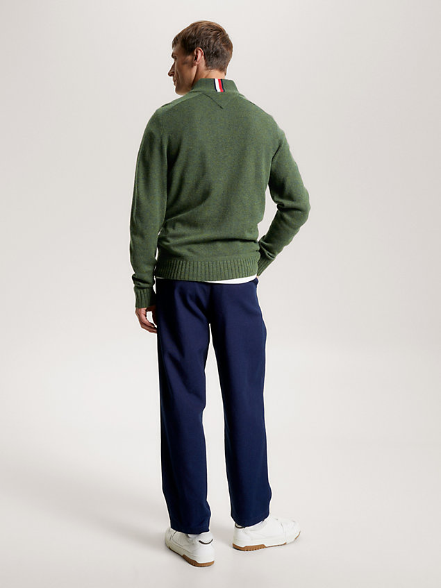 green sweter z płółgolfem z wełny merino dla mężczyźni - tommy hilfiger
