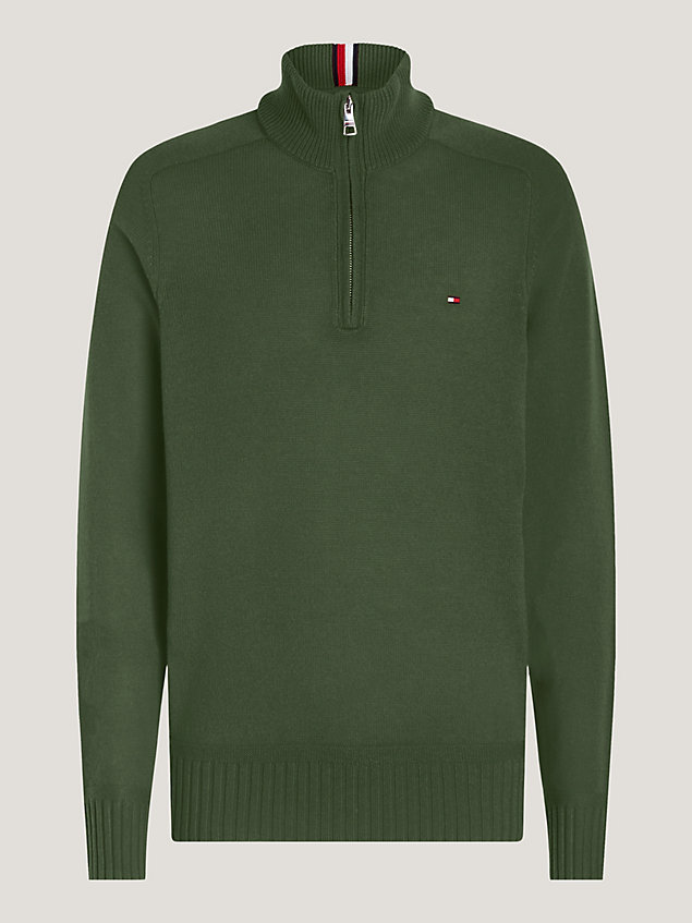 green sweter z płółgolfem z wełny merino dla mężczyźni - tommy hilfiger