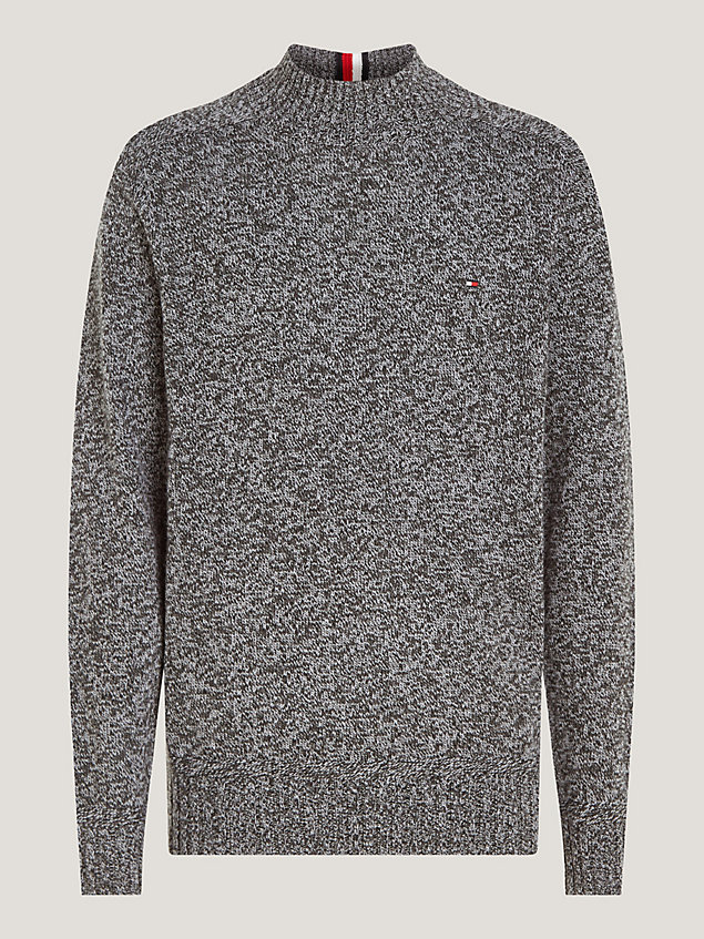grey pullover aus merinowolle mit mock-rollkragen für herren - tommy hilfiger