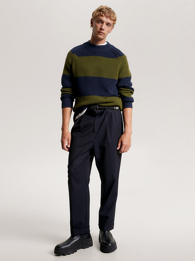pullover a lupetto relaxed fit color block blue da uomo tommy hilfiger