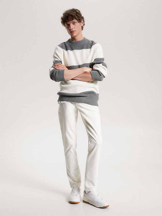 pullover a lupetto relaxed fit color block white da uomo tommy hilfiger