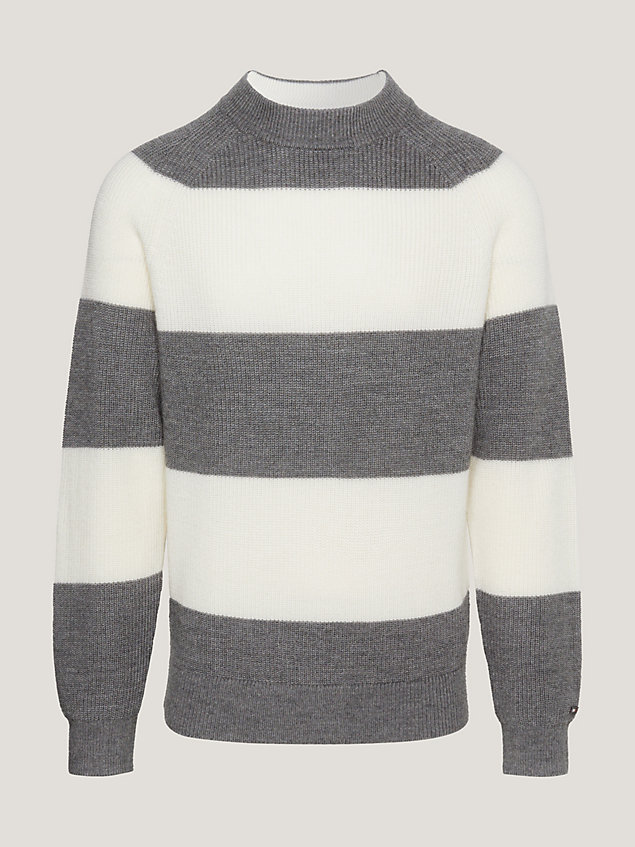 white relaxed fit trui met colour-blocking voor heren - tommy hilfiger