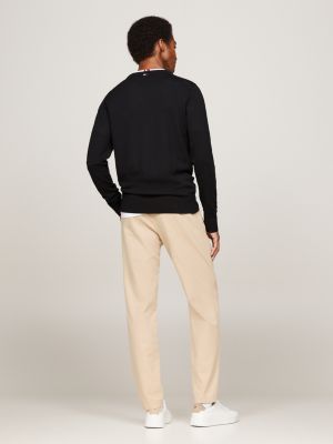 Smart Casual Pullover aus feiner Merinowolle | Schwarz | Tommy 