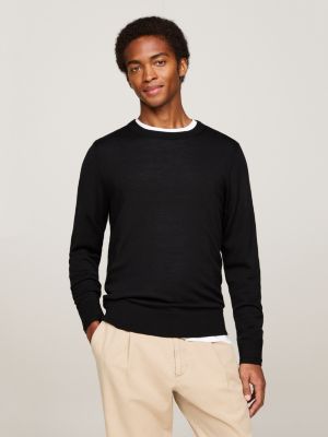 Smart Casual Pullover aus feiner Merinowolle Schwarz Tommy Hilfiger