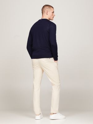 Smart Casual Pullover aus feiner Merinowolle | Blau | Tommy Hilfiger