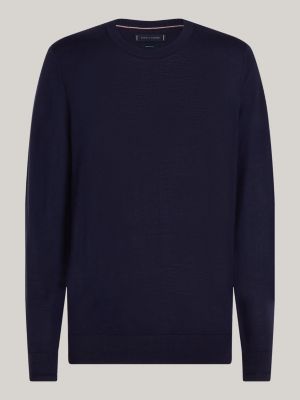 Smart Casual Pullover aus feiner Merinowolle | Blau | Tommy Hilfiger 