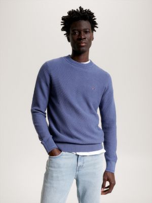 waffle knit crew neck shirt