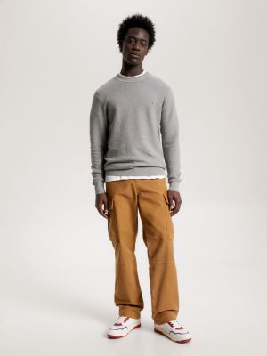 Waffle Knit Crew Neck Jumper | GREY | Tommy Hilfiger