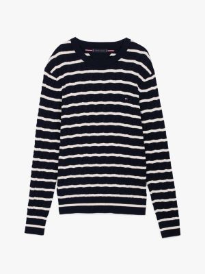 pull torsadé à col ras-du-cou plusieurs couleurs pour hommes tommy hilfiger