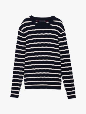 pullover in maglia intrecciata multicolore da uomini tommy hilfiger