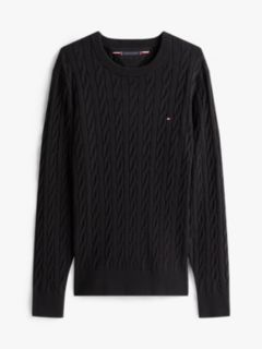 Cable Knit Crew Neck Jumper — Black 5