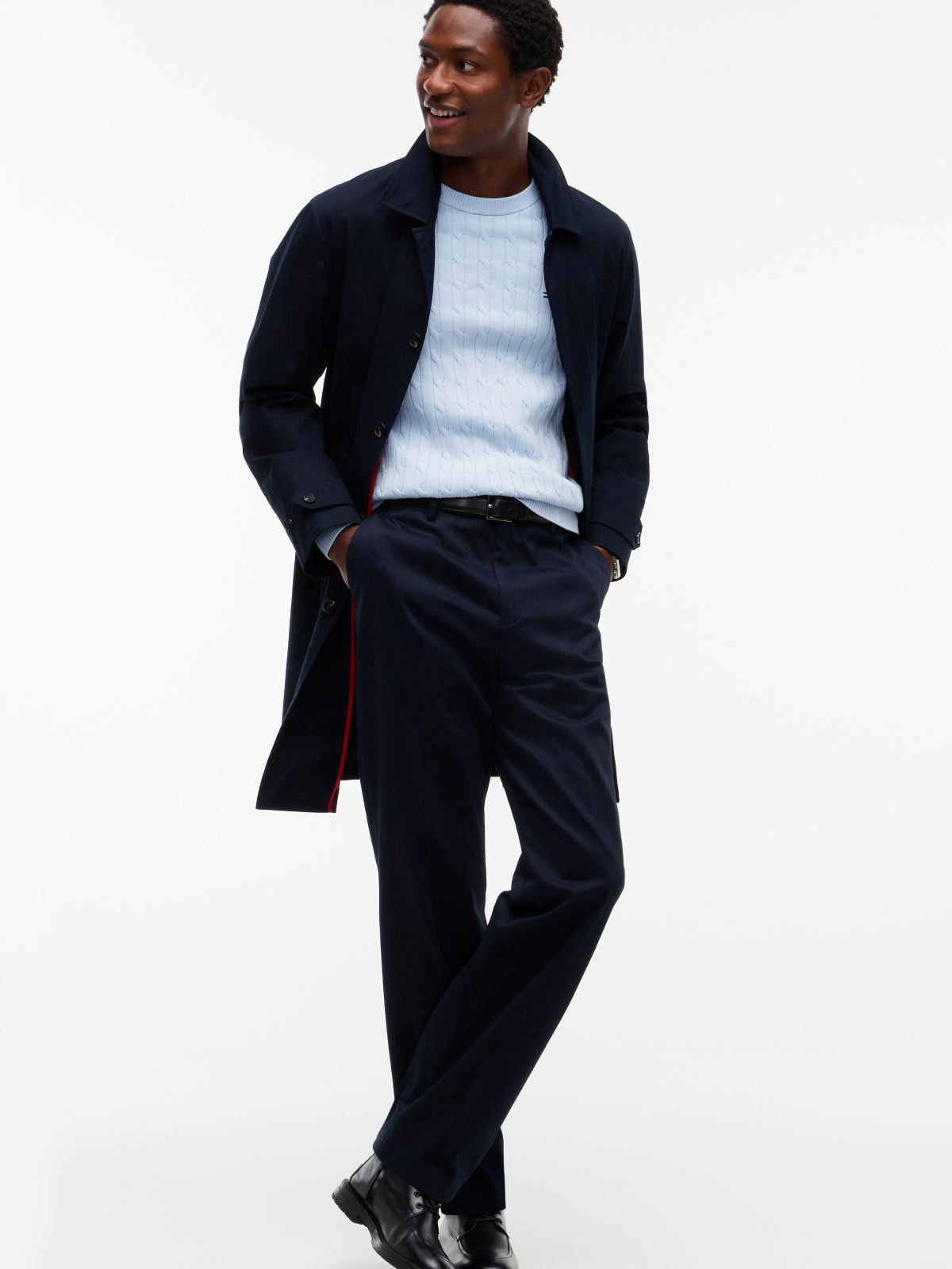 Cable Knit Crew Neck Jumper — Blue