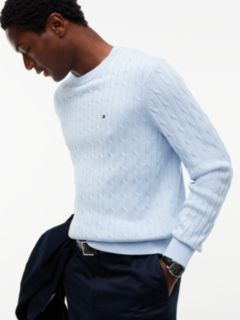 Cable Knit Crew Neck Jumper — Blue 5