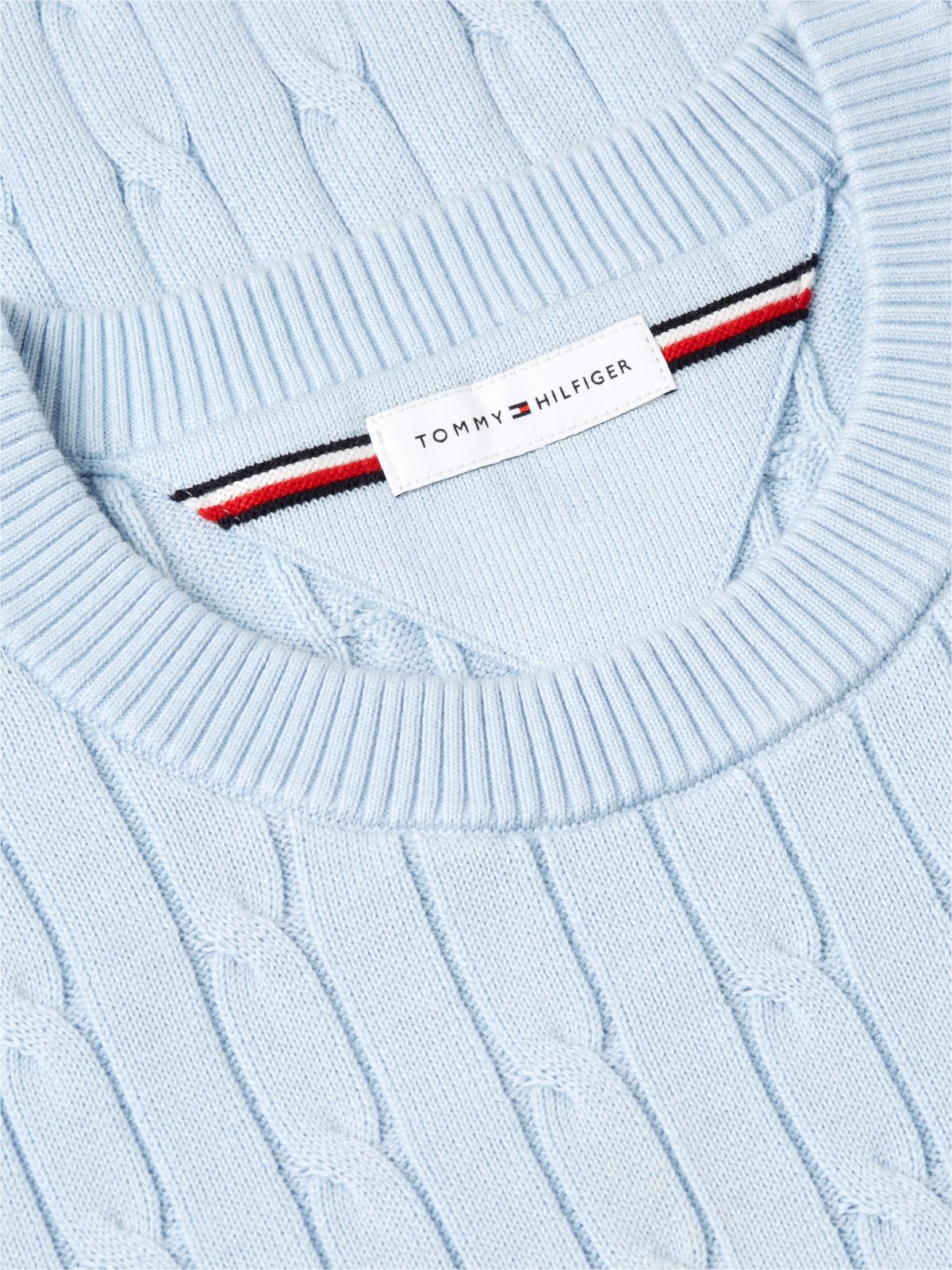 Cable Knit Crew Neck Jumper — Blue