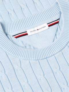 Cable Knit Crew Neck Jumper — Blue 8