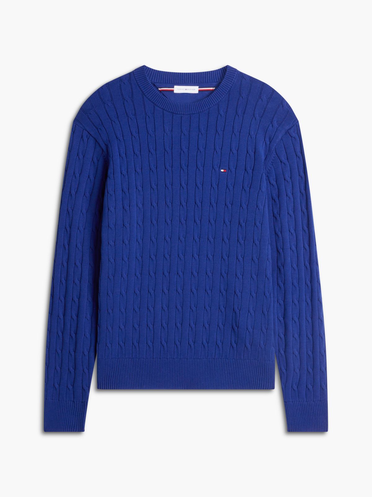 Cable Knit Crew Neck Jumper — Blue