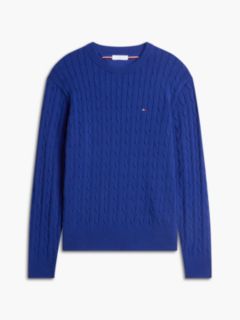 Cable Knit Crew Neck Jumper — Blue 5