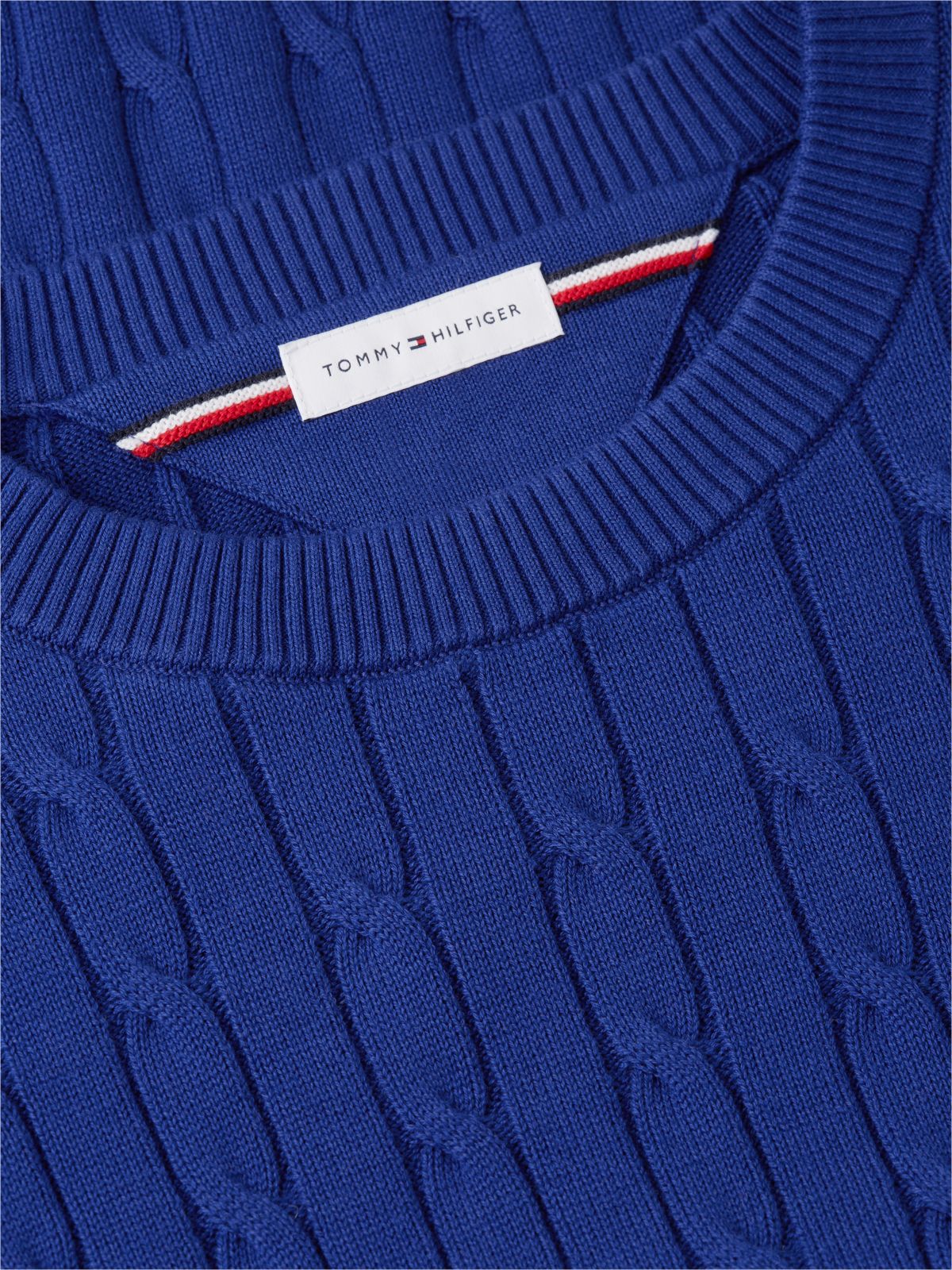 Cable Knit Crew Neck Jumper — Blue