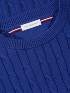 Cable Knit Crew Neck Jumper — Blue 6