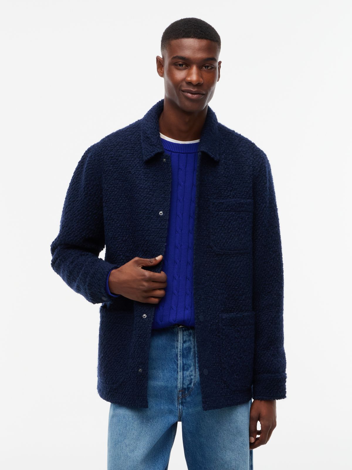 Cable Knit Crew Neck Jumper — Blue