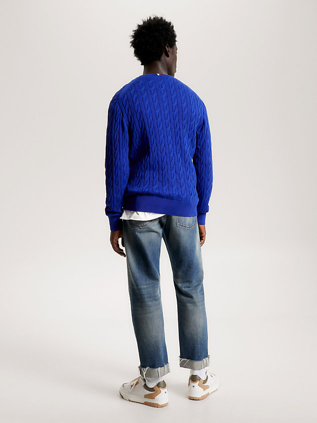 blue classics relaxed fit pullover mit zopfmuster für herren - tommy hilfiger
