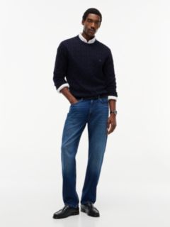 Cable Knit Crew Neck Jumper — Blue 2