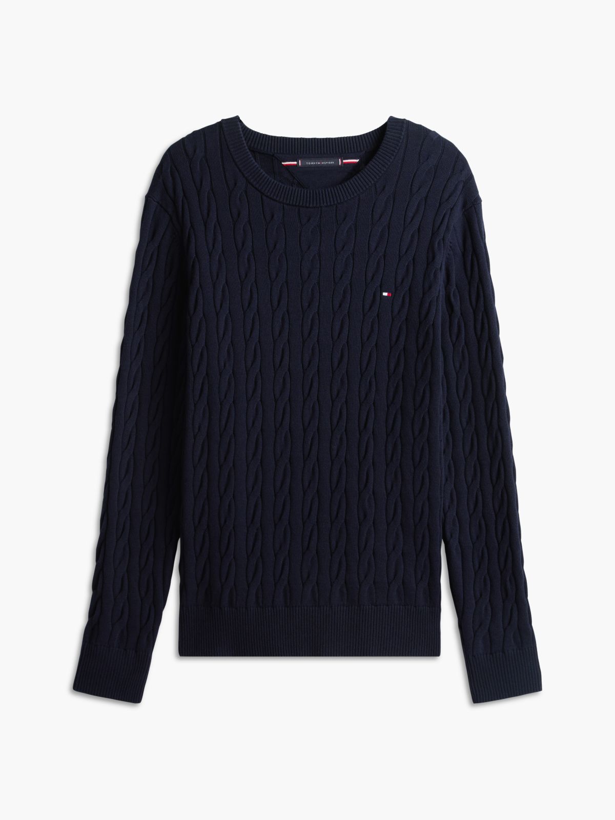 Cable Knit Crew Neck Jumper — Blue
