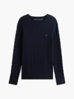 Cable Knit Crew Neck Jumper — Blue 5