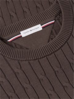 Cable Knit Crew Neck Jumper — Brown 6