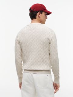 Cable Knit Crew Neck Jumper — Beige 4