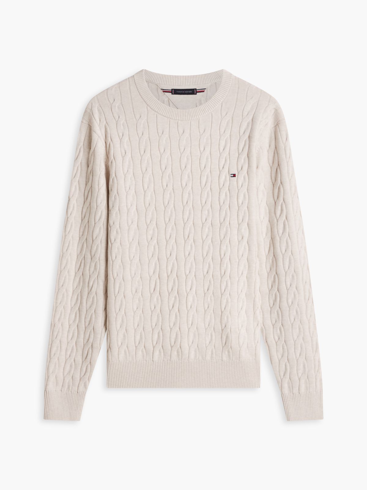 Cable Knit Crew Neck Jumper — Beige
