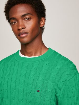 Green cable knit jumper cheap mens