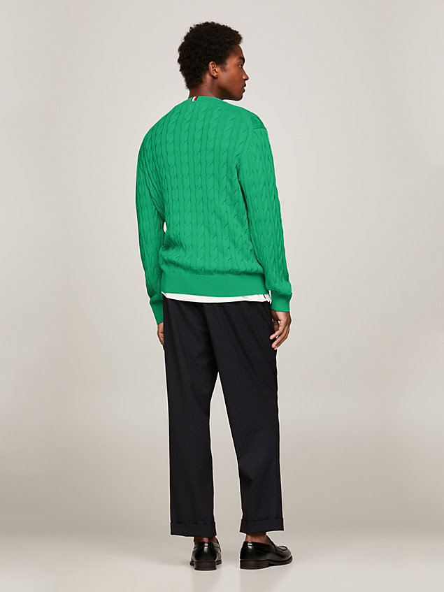 green classics cable knit relaxed fit jumper for men tommy hilfiger